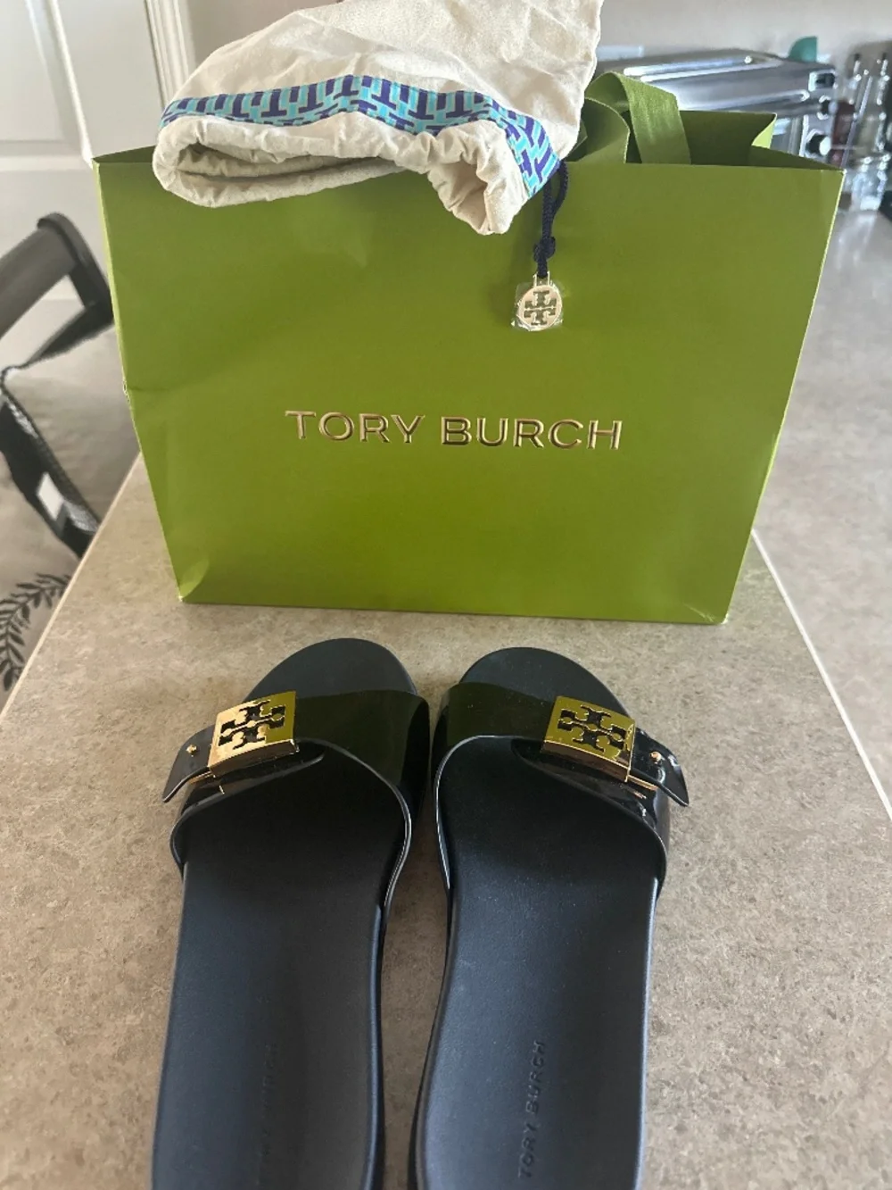 Tory Burch Mellow Slide Gold Buckle